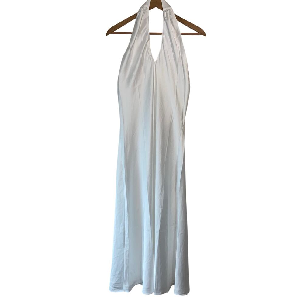 Show‎ Me Your Mumu White Satin Halter Maxi Dress S Bridal Formal Gown USA